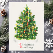 ヴィンテージクリスマスグリーティングツリーホリデーポストカード シーズンポストカード