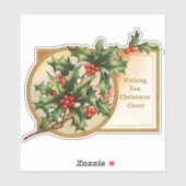 ヴィンテージクリスマスグリーティングホリーフェイク金ゴールド シール (シート)