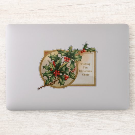 ヴィンテージクリスマスグリーティングホリーフェイク金ゴールド シール (コンピューター)
