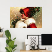 ヴィンテージクリスマスグリーティングポスター ポスター (ホームオフィス)