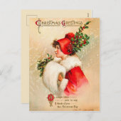 ヴィンテージクリスマスグリーティングポストカード シーズンポストカード (正面/裏面)