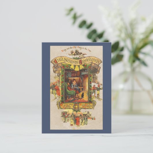 ヴィンテージクリスマスグリーティングポストカード シーズンポストカード (スタンド正面)