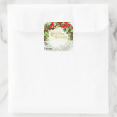 ヴィンテージクリスマスグリーティングリースギフトラベル スクエアシール (バッグ)