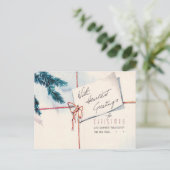 ヴィンテージクリスマスグリーティングレッドストリングエバーグリーン シーズンポストカード (スタンド正面)