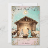 ヴィンテージクリスマスグリーティング出生シーンカード 招待状 (正面)