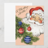 ヴィンテージクリスマスグリーティング! ジョリーサンタクロース シーズンカード (正面/裏面)