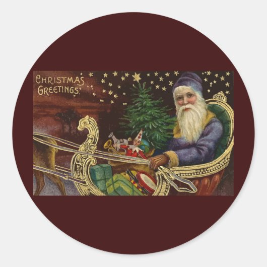 ヴィンテージクリスマスグリーティング ラウンドシール (正面)