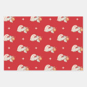 ヴィンテージクリスマスグリーティング、天使と星 ラッピングペーパーシート (正面)