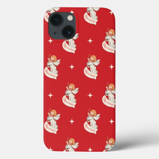 ヴィンテージクリスマスグリーティング、天使と星 Case-Mate iPhoneケース (裏面)