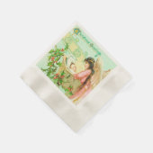 ヴィンテージクリスマスグリーティング 縁ありカクテルナプキン (角)