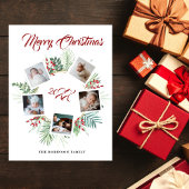 ヴィンテージクリスマスグリーナリー写真コラージュ シーズンポストカード