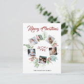 ヴィンテージクリスマスグリーナリー写真コラージュ シーズンポストカード (スタンド正面)