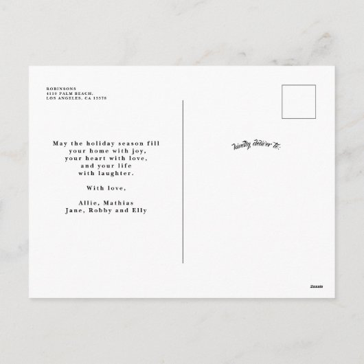 ヴィンテージクリスマスグリーナリー写真コラージュ シーズンポストカード (裏面)