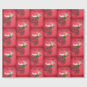 ヴィンテージクリスマスグリーングリッタースカーフの女の子 ラッピングペーパー (フラット)