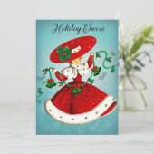 ヴィンテージクリスマスグリーンベルズレッドグリッターガール シーズンカード (スタンド正面)