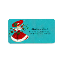 ヴィンテージクリスマスグリーンベルズレッドグリッターガール ラベル