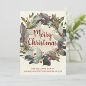 ヴィンテージクリスマスグリーンホリーベリーリースムービング 案内状 (スタンド正面)