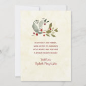 ヴィンテージクリスマスグリーンホリーベリーリースムービング 案内状 (裏面)