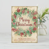 ヴィンテージクリスマスグリーンホリーベリーリースムービング 案内状 (スタンド正面)