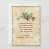 ヴィンテージクリスマスグリーンホリーベリーリースムービング 案内状 (裏面)