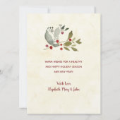 ヴィンテージクリスマスグリーンホリーベリーリース シーズンカード (裏面)