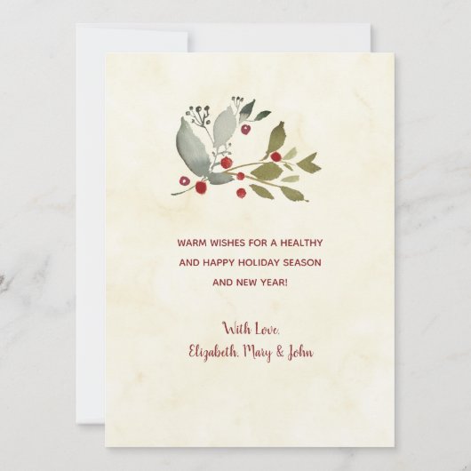 ヴィンテージクリスマスグリーンホリーベリーリース シーズンカード (裏面)