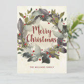 ヴィンテージクリスマスグリーンホリーベリーリース シーズンカード (スタンド正面)