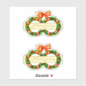 ヴィンテージクリスマスグリーンリースギフトラベルラベル シール (シート)