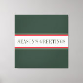 ヴィンテージクリスマスグリーンレッドホワイトストライプ文字 キャンバスプリント (正面)