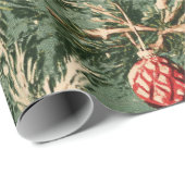 ヴィンテージクリスマスグリーン&レッド ラッピングペーパー (ロールコーナー)