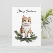ヴィンテージクリスマスグレーキャットメリークリスマスツリー シーズンカード (スタンド正面)