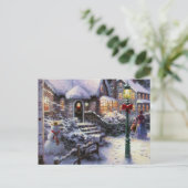 ヴィンテージクリスマスコテージスノーシーン シーズンポストカード (スタンド正面)