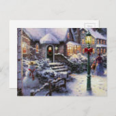 ヴィンテージクリスマスコテージスノーシーン シーズンポストカード (正面/裏面)