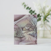 ヴィンテージクリスマスコテージハウスウィンター シーズンカード (スタンド正面)