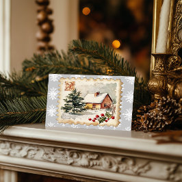 ヴィンテージクリスマスコテージ切手 シーズンポストカード