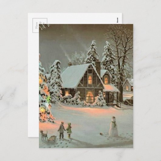 ヴィンテージクリスマスコテージ シーズンポストカード (正面/裏面)