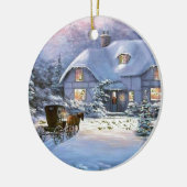 ヴィンテージクリスマスコテージ セラミックオーナメント (左)