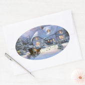 ヴィンテージクリスマスコテージ 楕円形シール (封筒)
