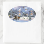 ヴィンテージクリスマスコテージ 楕円形シール (バッグ)