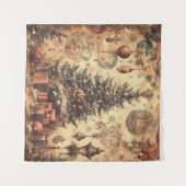 ヴィンテージクリスマスコラージタペストリー タペストリー (正面(横))