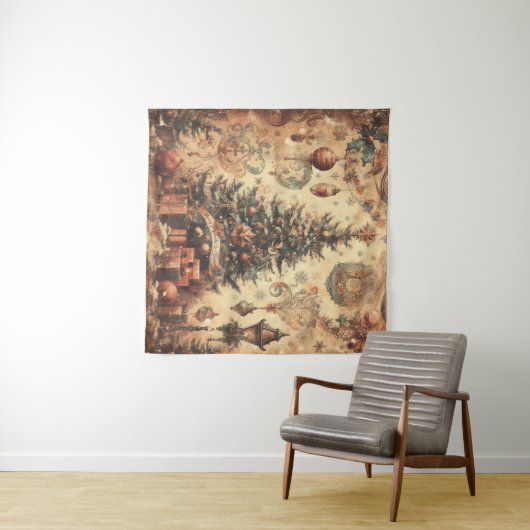 ヴィンテージクリスマスコラージタペストリー タペストリー (インサイチュ(横))