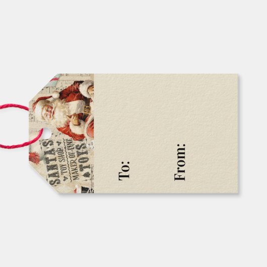ヴィンテージクリスマスコラージュのデカップージ ギフトタグ (裏面横)