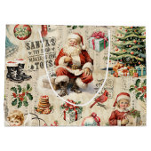 ヴィンテージクリスマスコラージュのデカップージ ラージペーパーバッグ (裏面)