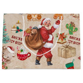 ヴィンテージクリスマスコラージュのデカップージ ラージペーパーバッグ (正面)