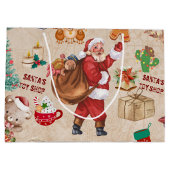 ヴィンテージクリスマスコラージュのデカップージ ラージペーパーバッグ (裏面)