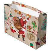 ヴィンテージクリスマスコラージュのデカップージ ラージペーパーバッグ (裏面アングル)