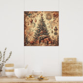 ヴィンテージクリスマスコラージュのポスター ポスター (キッチン)