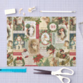 ヴィンテージクリスマスコラージュの切り離しティッシュペーパー 薄葉紙 (クラフト)