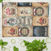 ヴィンテージクリスマスコラージュフェスティバルホリデーキッチン キッチンタオル (折り畳み)