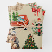 ヴィンテージクリスマスコラージュ金ゴールドカラー ラッピングペーパーシート (インサイチュ)